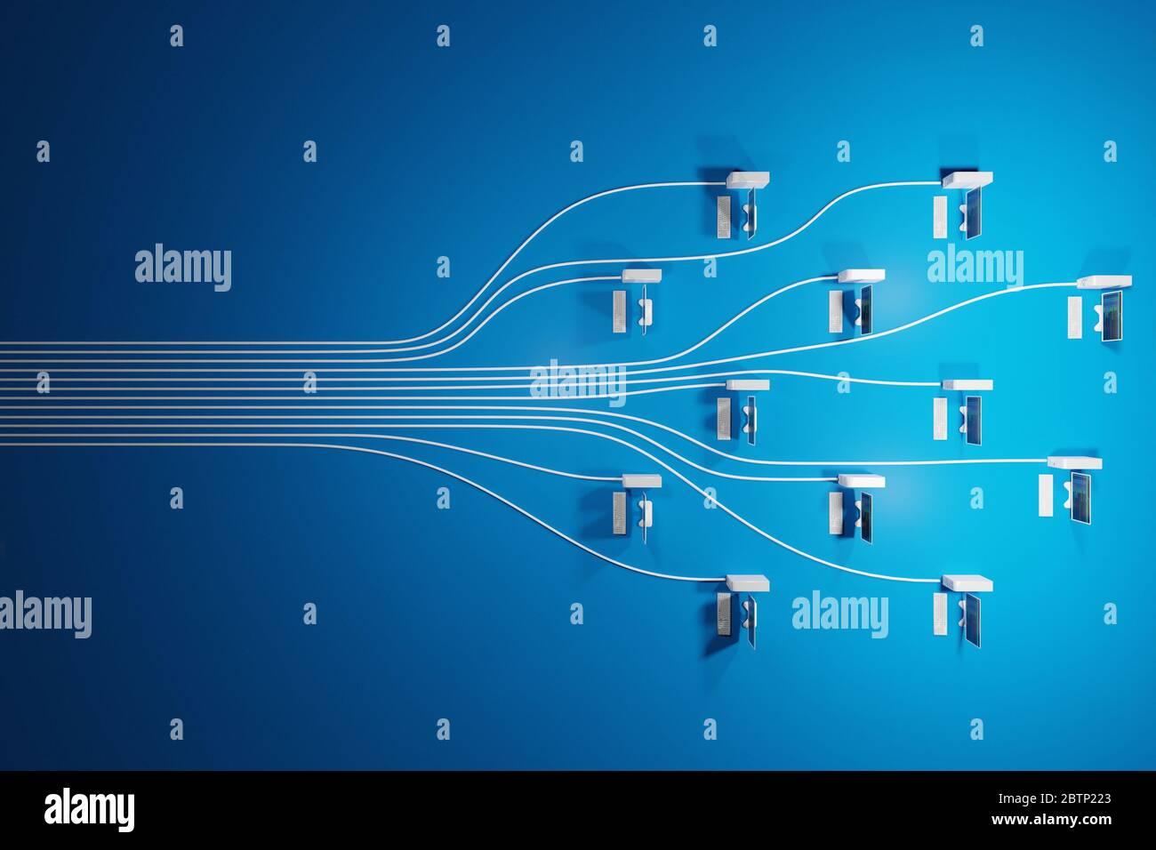Cloud computing, network infrastructure concept on blue background with ...