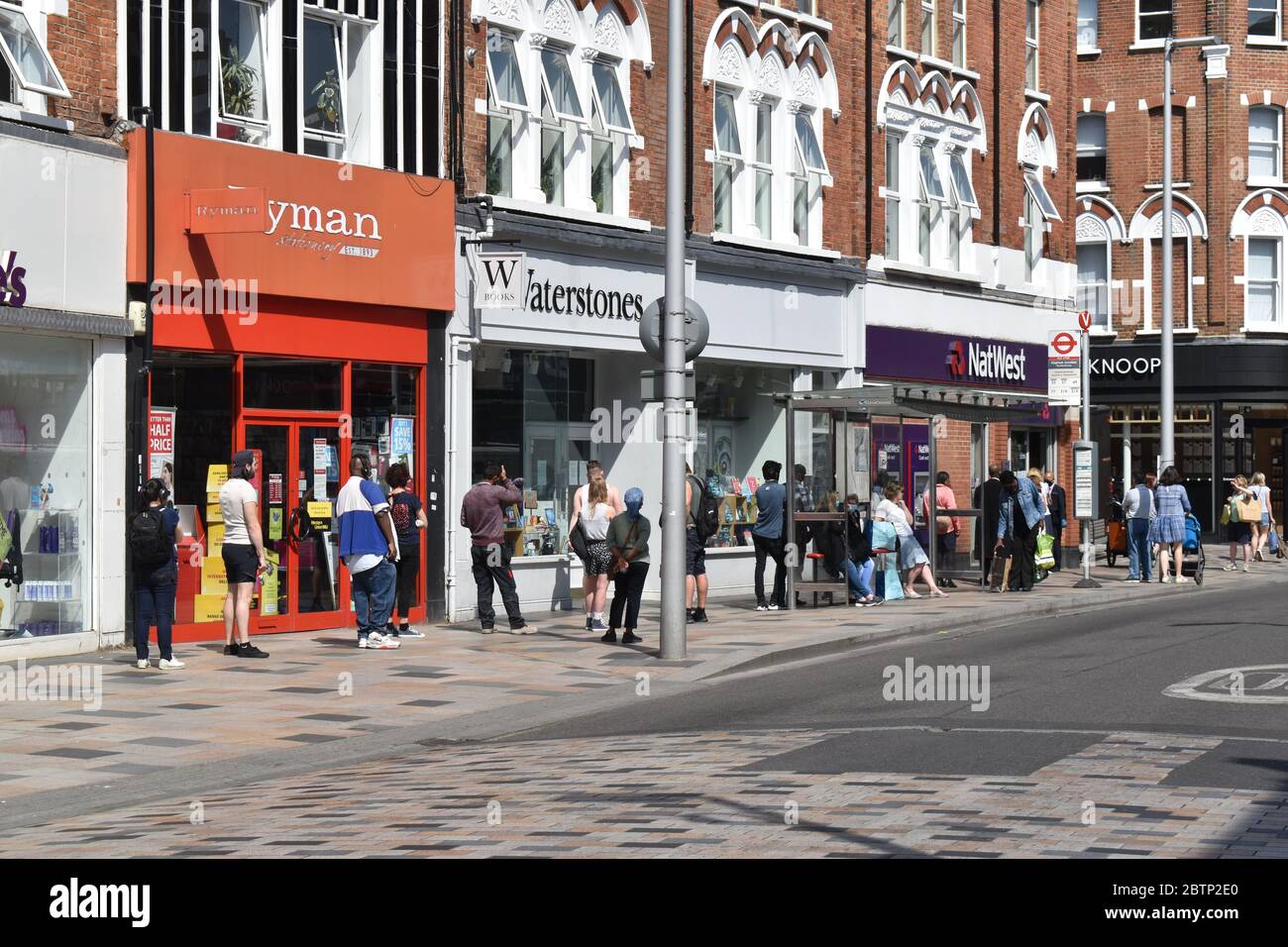 london-uk-27th-may-2020-social-distancing-in-london-long-queues