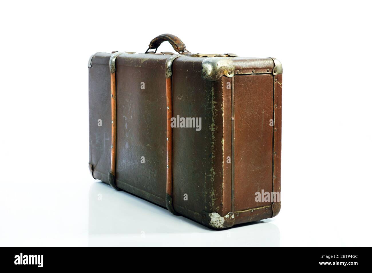 Vintage Suitcase over a white background Stock Photo