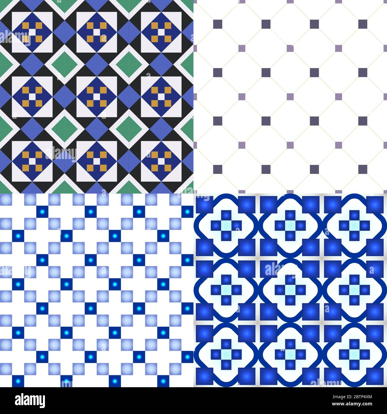 Set of geometric patterns for tiles. Stock Vector
