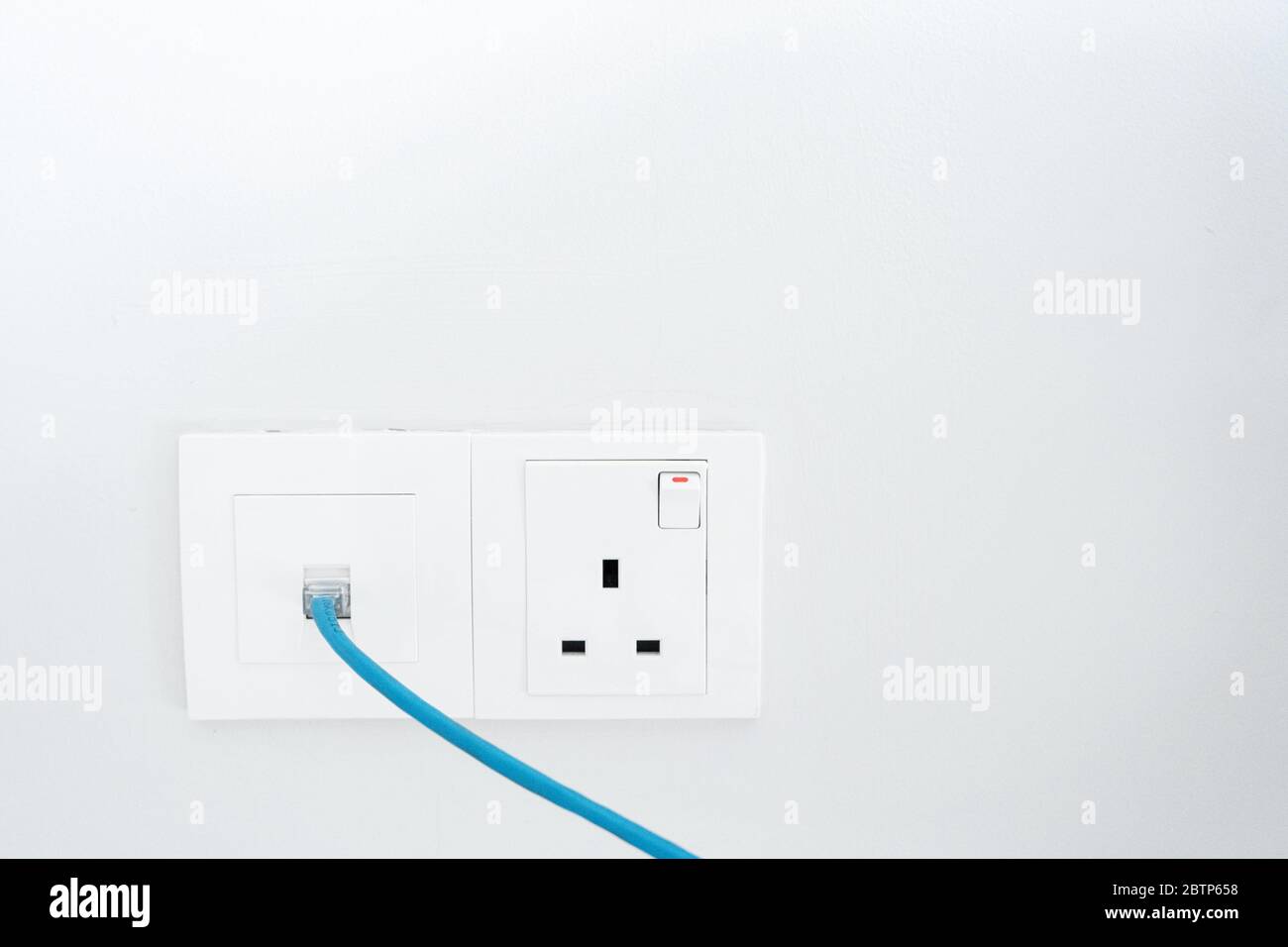 Power socket and Internet socket. Socket Malaysian type. Socket with ...