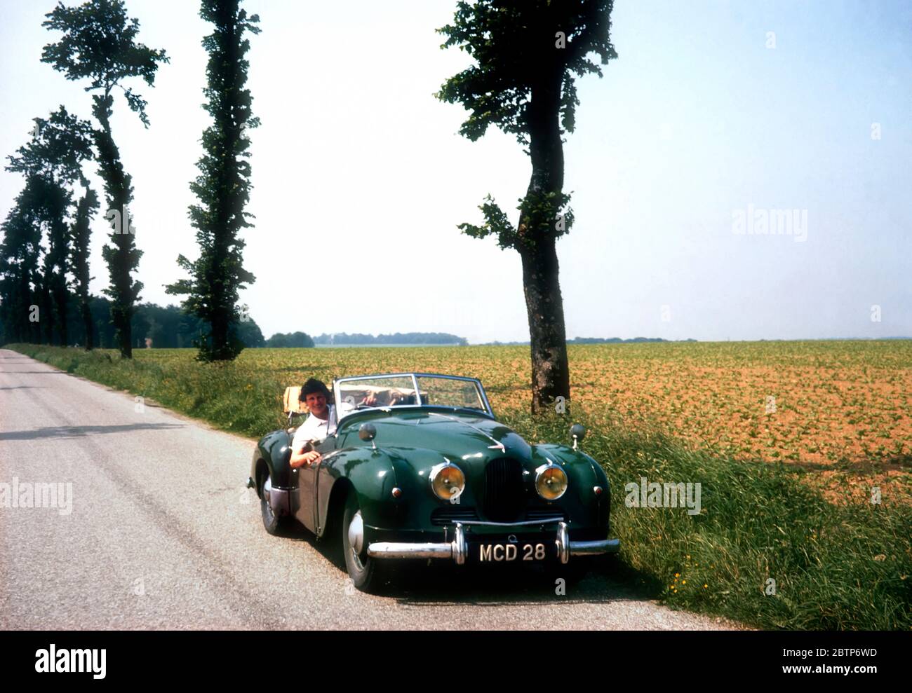 1952 Jowett Jupiter 1.5 pictured on a road trip in France in 1963 Stock Photo
