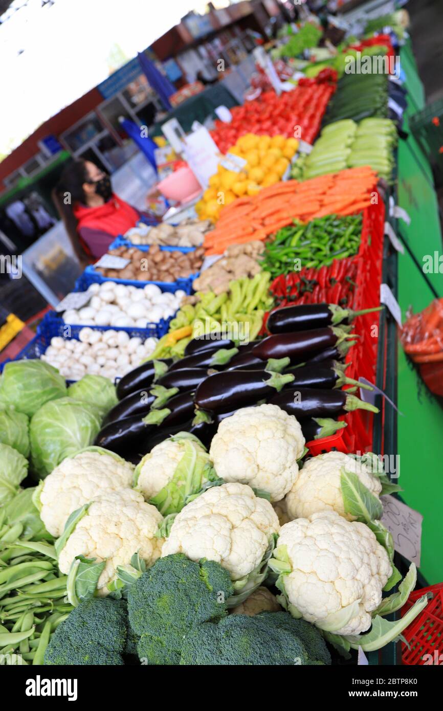 Vegetables on a farmer market. Veggies. Stock Photo