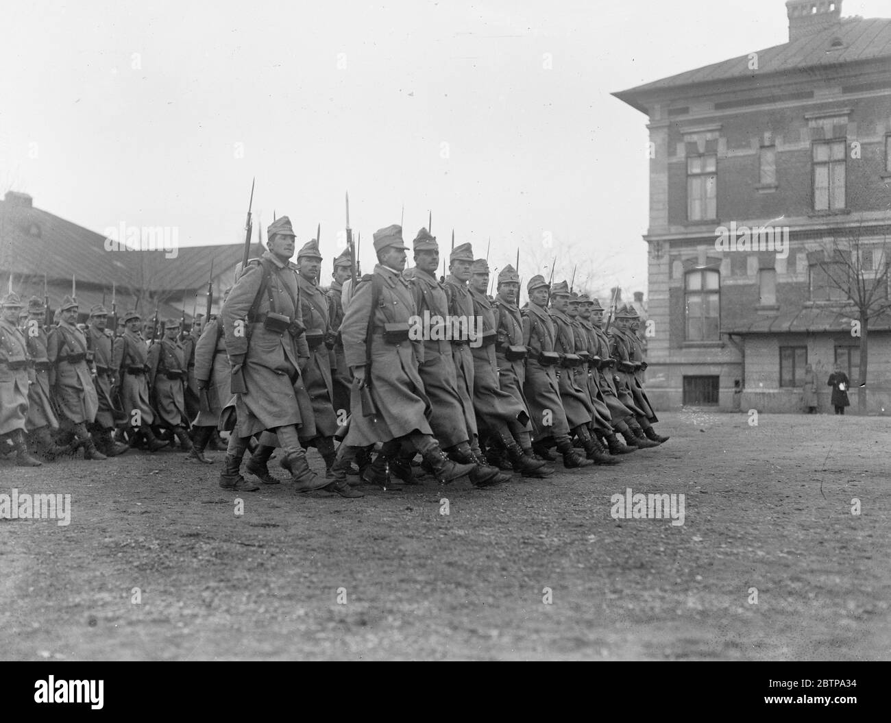 Romanian Army . Romanian infantry on parade . 1915 Stock Photo