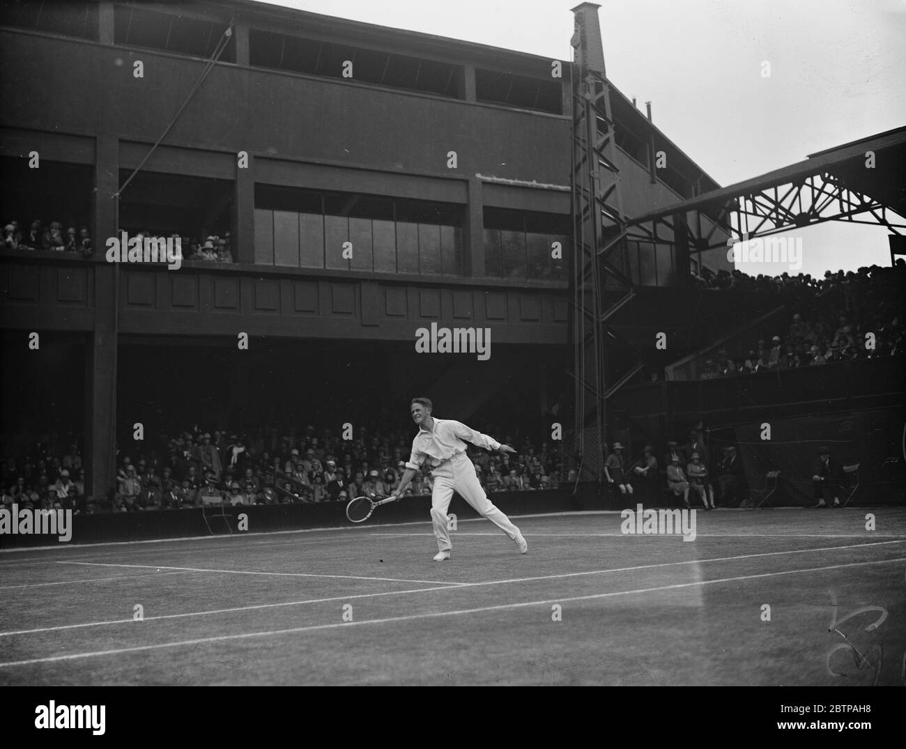 Play on centre court wimbledon tennis championships Black and White