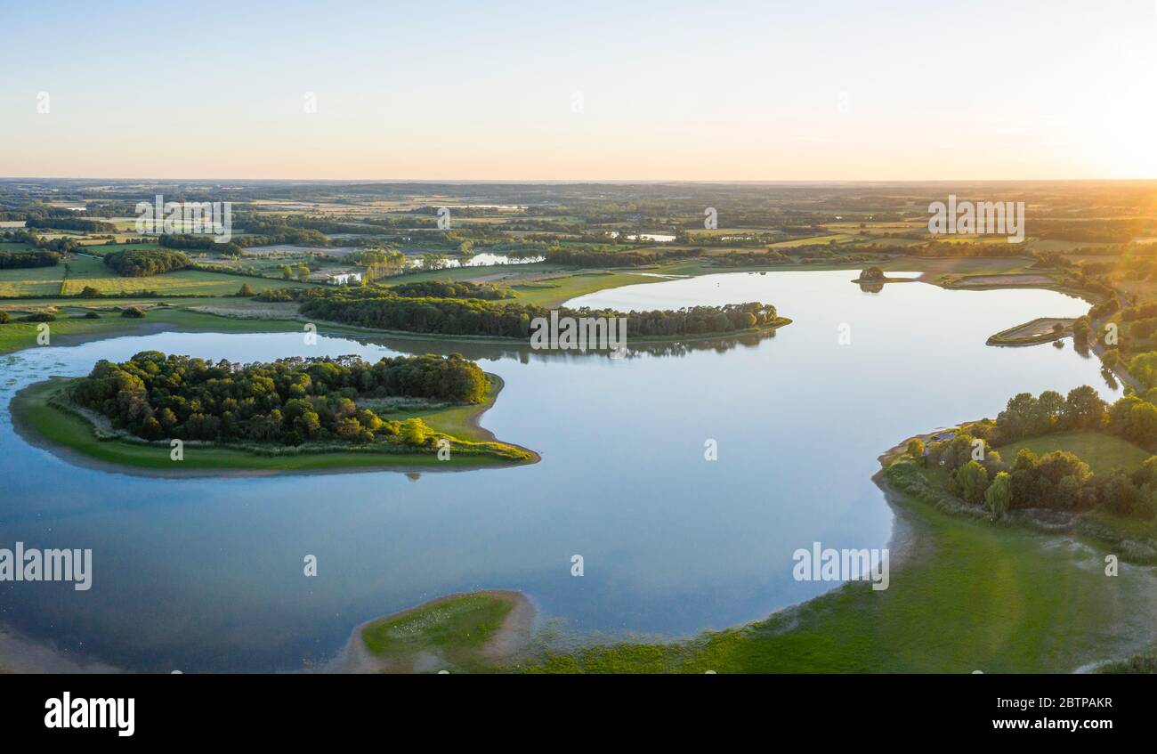 France, Indre, Berry, Brenne Regional Natural Park, Linge, Gabriau pond (aerial view) // France, Indre(36), Berry, Parc naturel régional de la Brenne, Stock Photo
