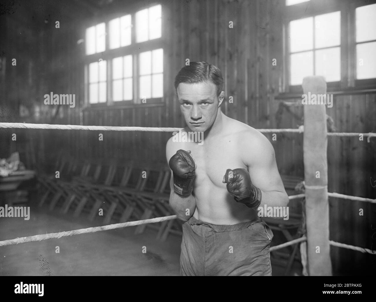Famous boxers . Jarvis , who is to meet Genaro , the fly weight champion . October 1929 Stock Photo