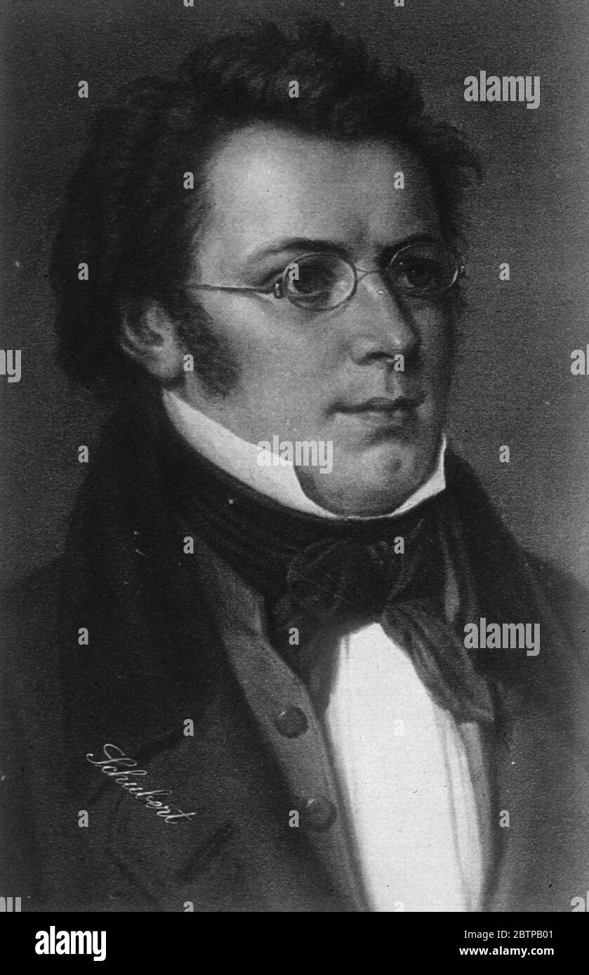 Centenary of famous composer . Franz Schubert . 15 November 1928 Stock Photo