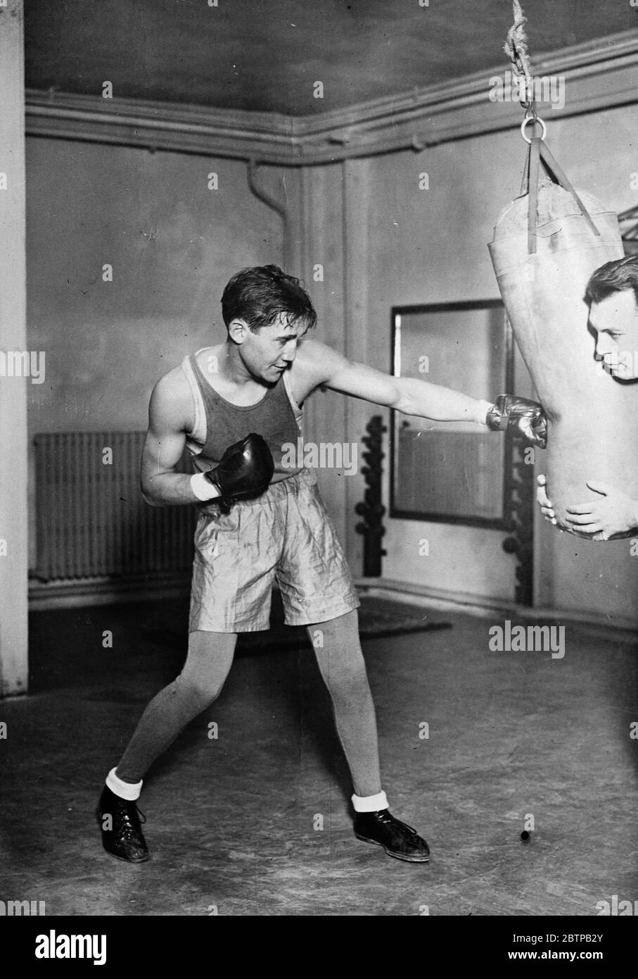 Notable boxers . Mushy Callahan . American holder of junior welterweight Championship . February 1930 Stock Photo