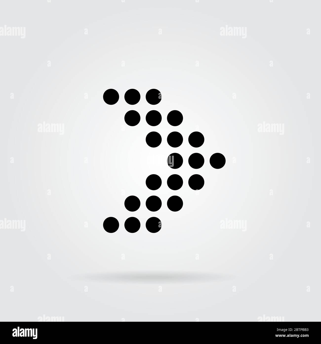 Dot arrow icon. Halftone effect. Isolated graphic element. Stock - Vector illustration. Stock Vector