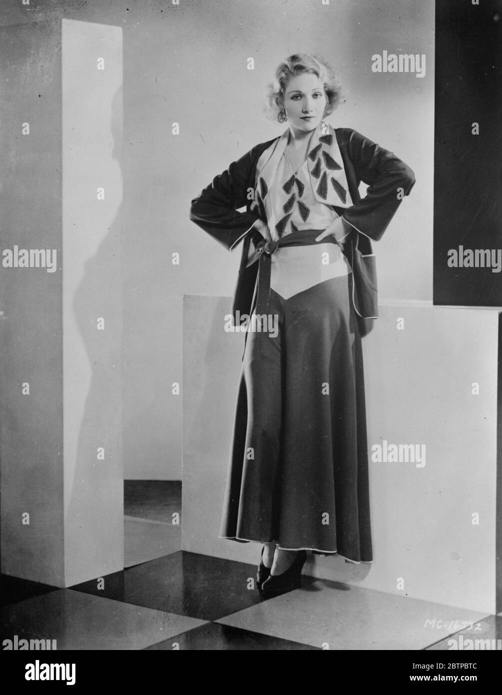 winter fashion Miss Edwina Booth , the film star , in the pyjama suits which will be worn for the winter months . 14 August 1931 Stock Photo