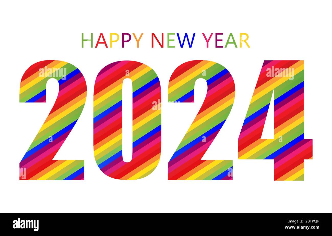 Rainbow Happy New Year 2024 Design Template. Modern Design for Calendar
