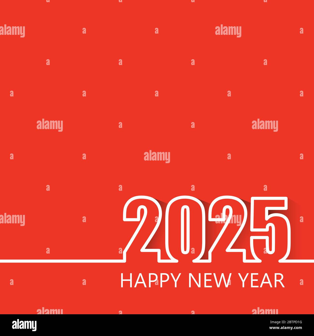 Happy New Year 2025 Modern Line Design Template Isolated on Red ...