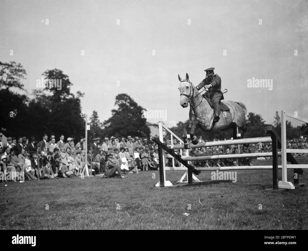 Horse jumping 1937 Stock Photo