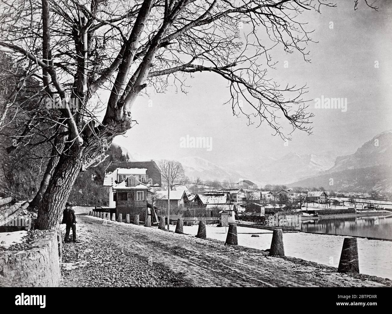 Vintage late 19th century photograph - Lake Brienz, Switzerland. Stock Photo