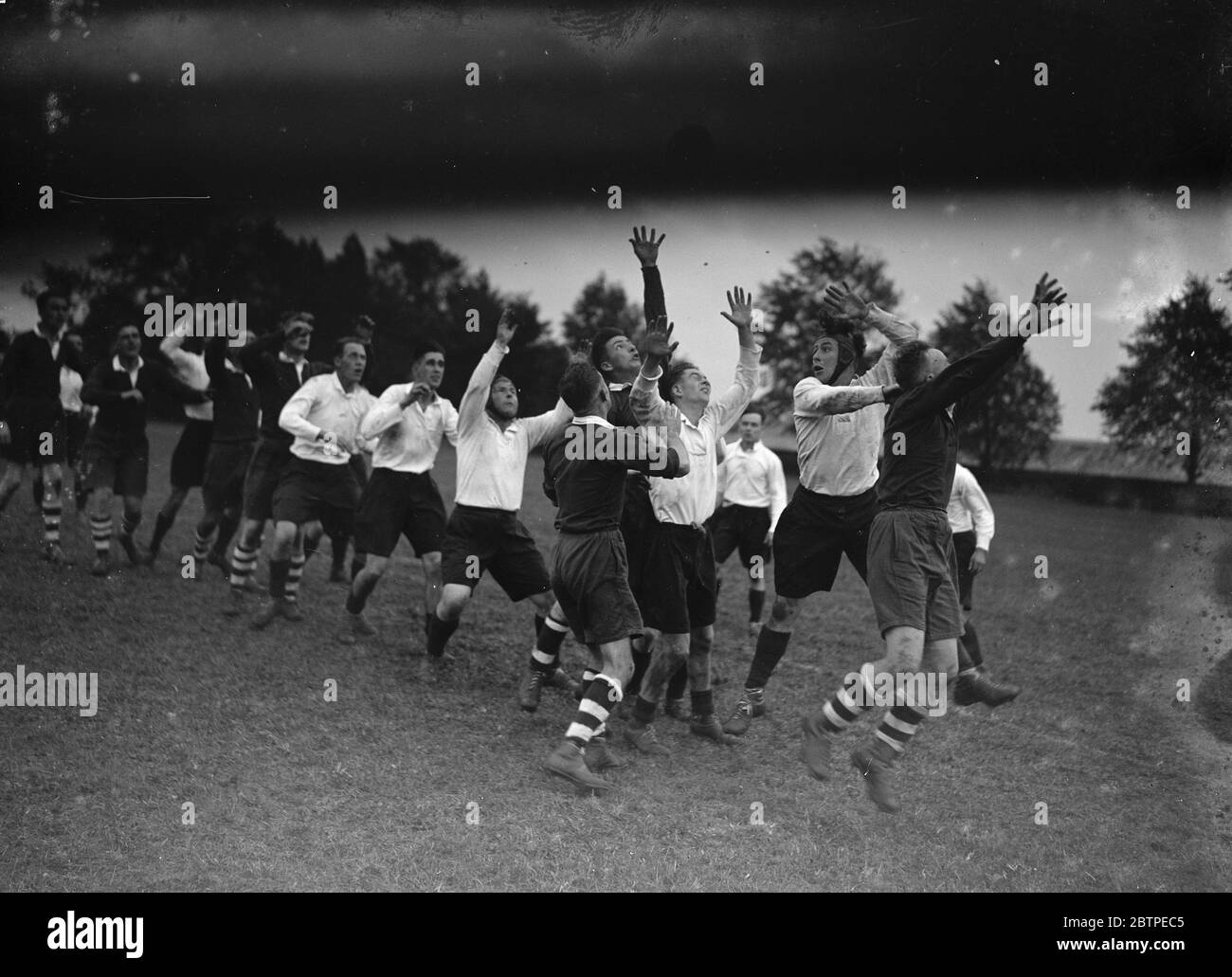 Rugby line -out . 1935 . Stock Photo