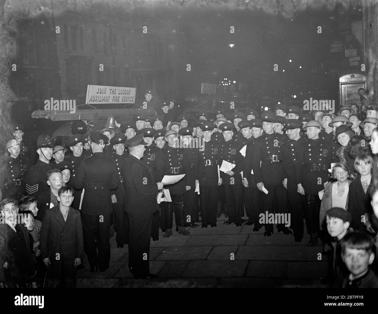 Auxiliary fire service . 1939 Stock Photo