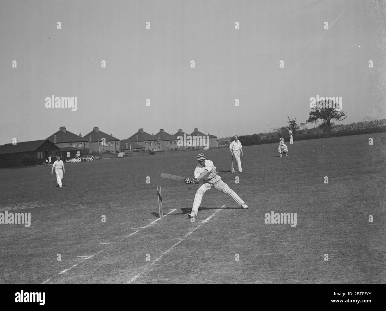 A Methodist cricket game . Mr H Miller making a  late cut  . 8 June 1939 Stock Photo