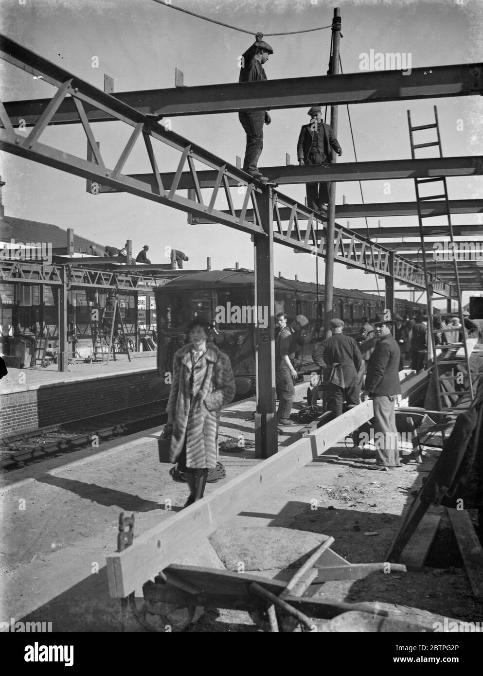 Sidcup Railway Station reconstruction . 19 March 1938 Stock Photo