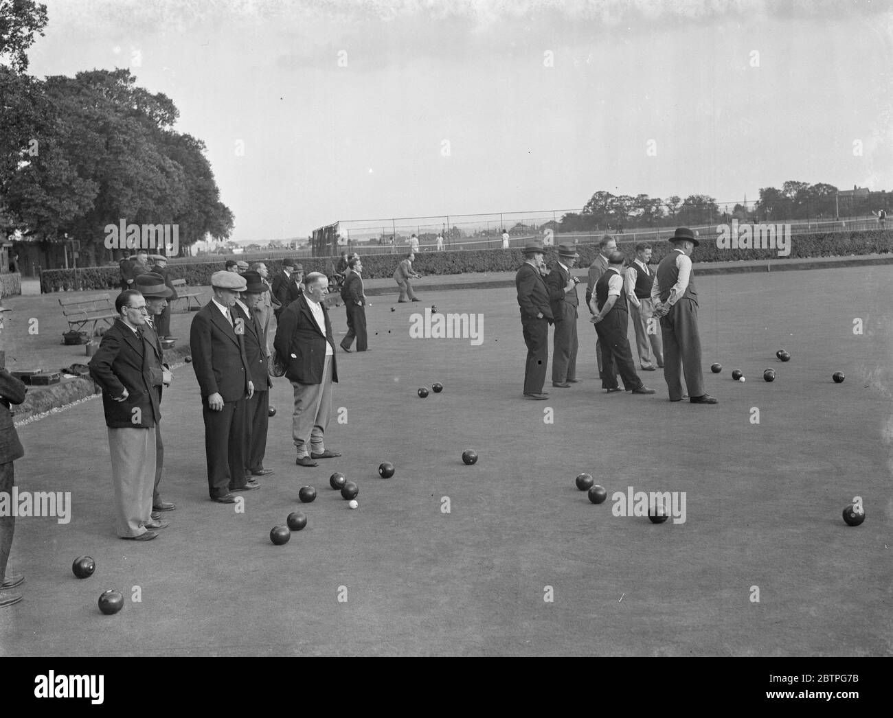 The Blackheath Bowls Championship . G Macullen on the green . 1939 Stock Photo