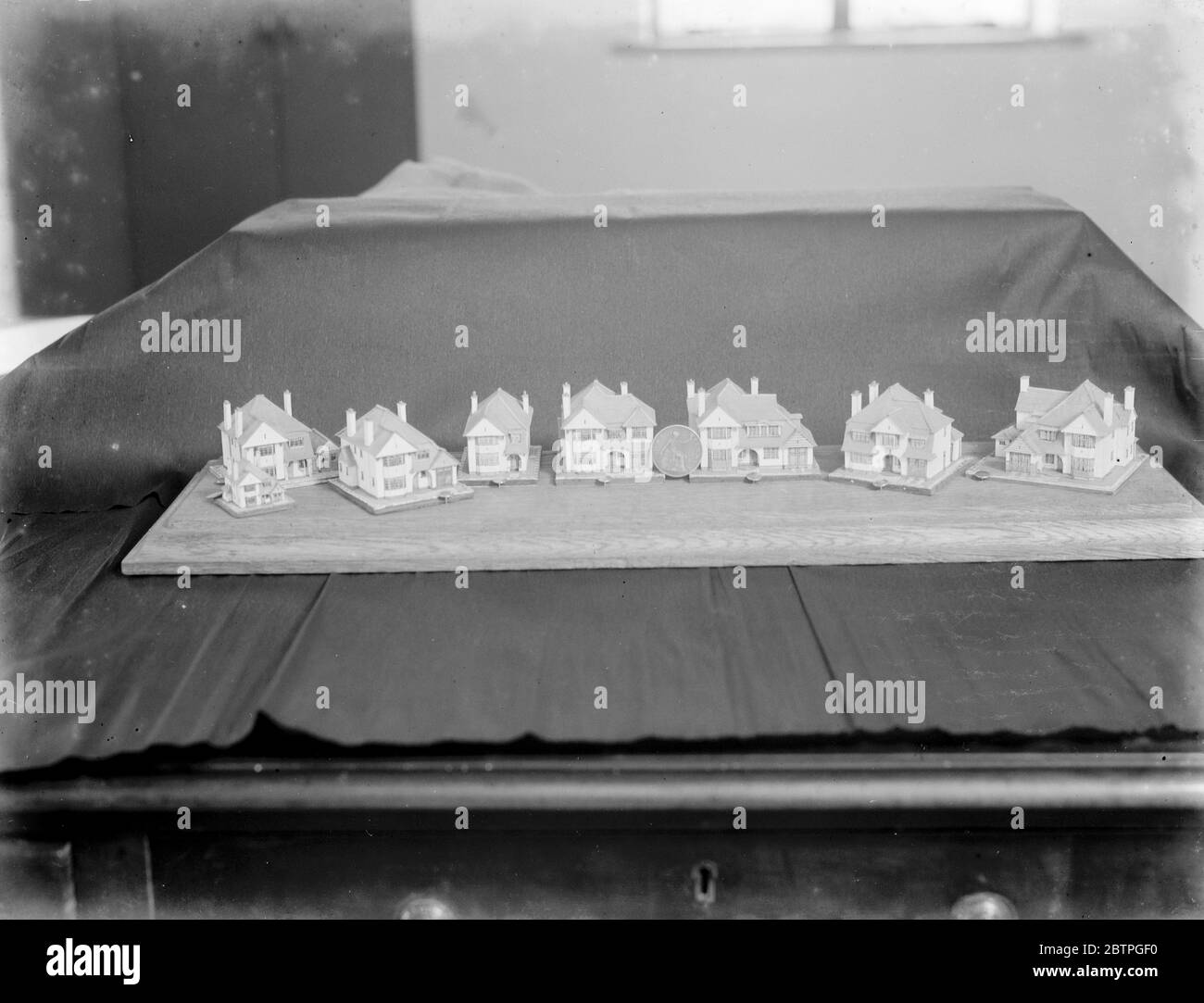 Miniature houses . 1937 Stock Photo