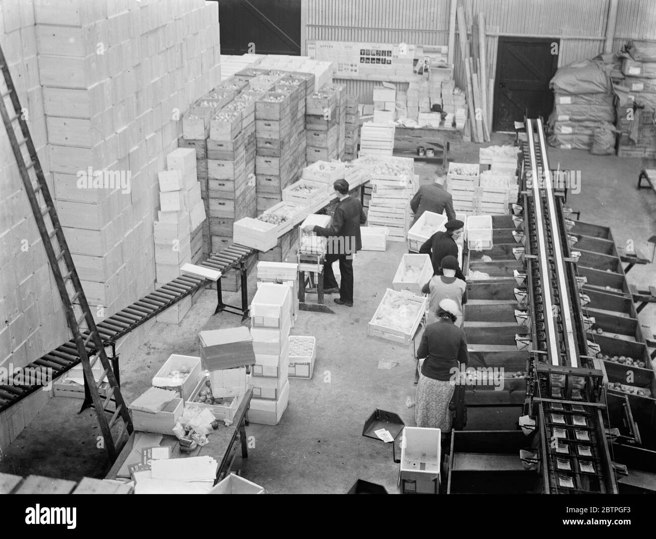 Cold storage plant . The sealing room . 1937 Stock Photo