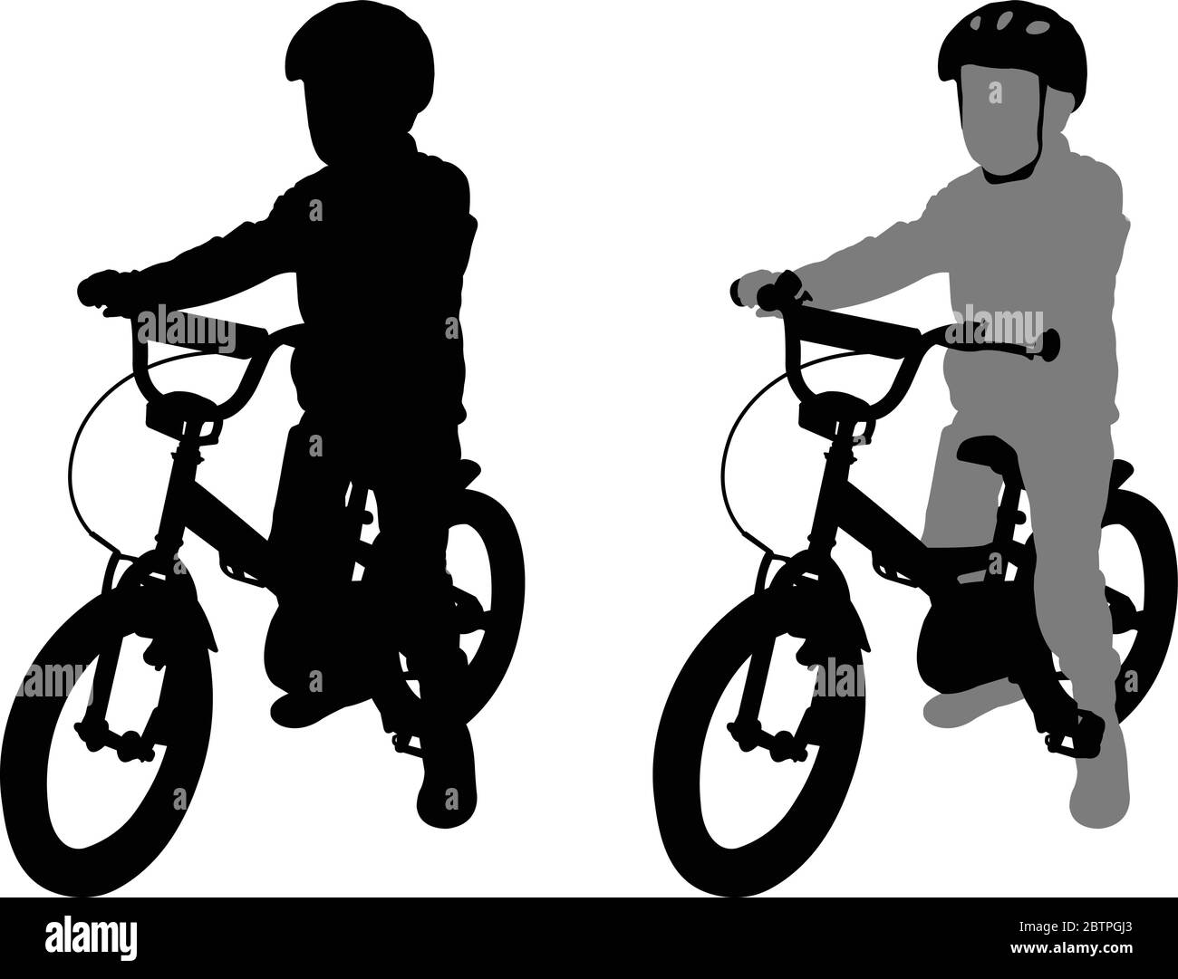 preschooler bicyclist silhouette - vector Stock Vector