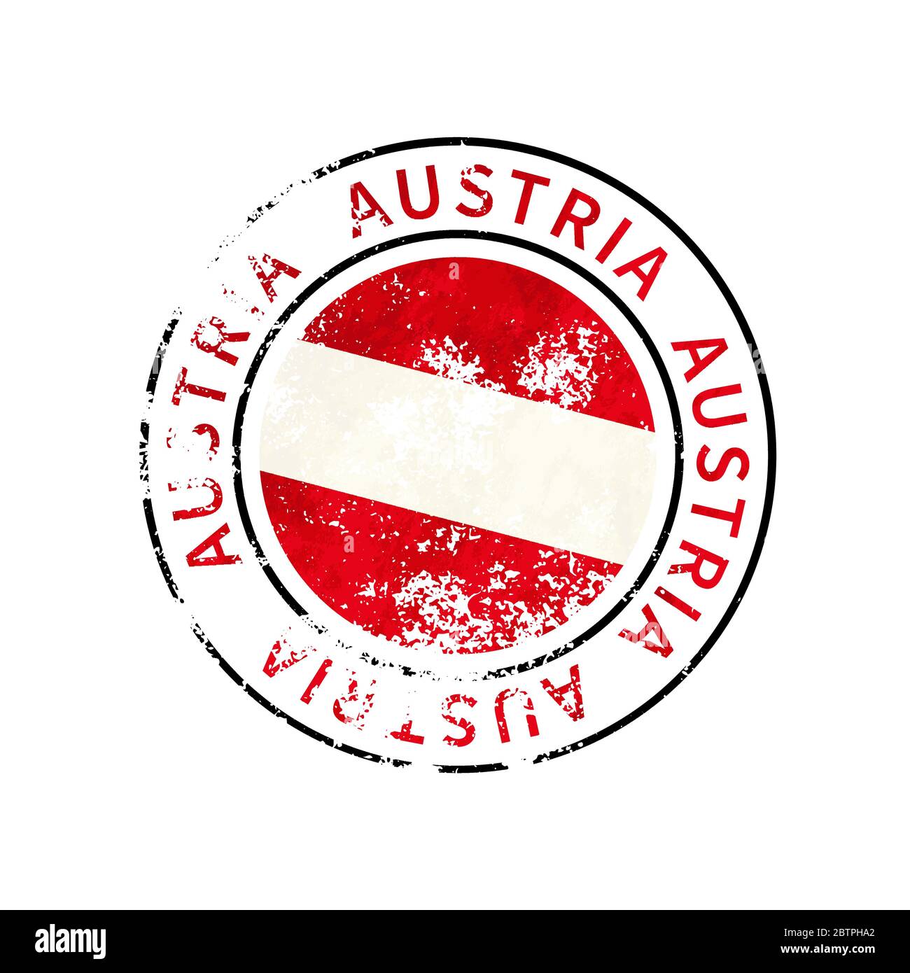 Austria sign, vintage grunge imprint with flag on white Stock Vector