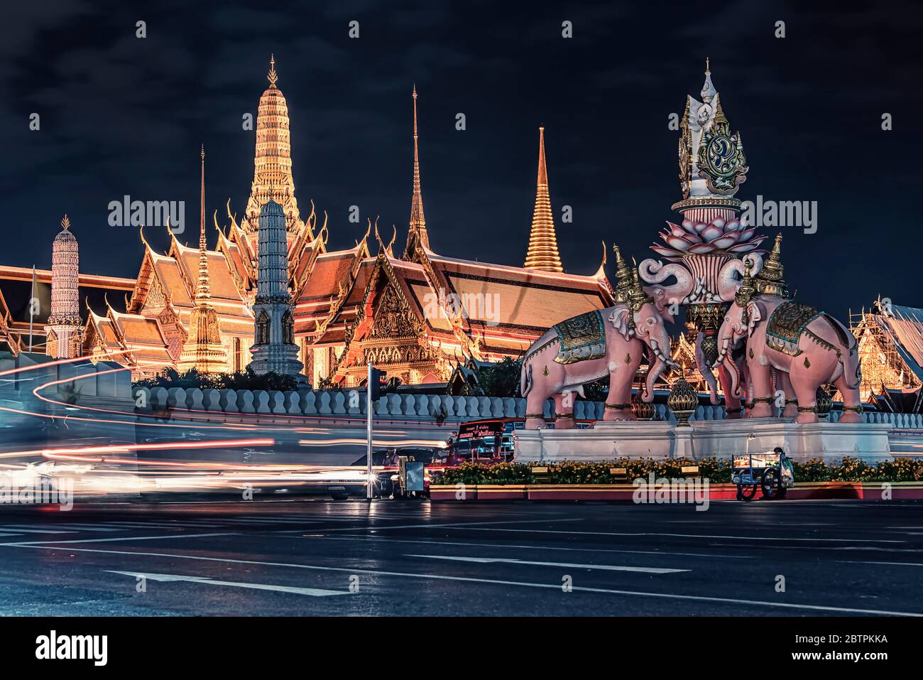 Grand Palace in Bangkok at night Stock Photo