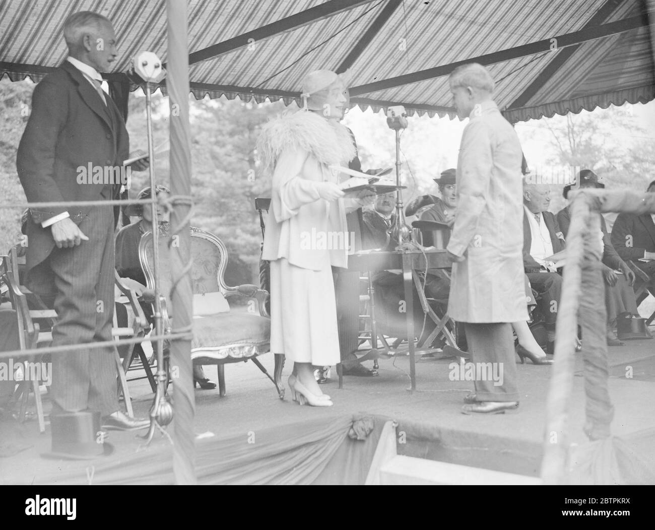The Duchess of York . Opens new cripples training college at Leatherhead . One of the cripple boys . 27 June 1935 Stock Photo