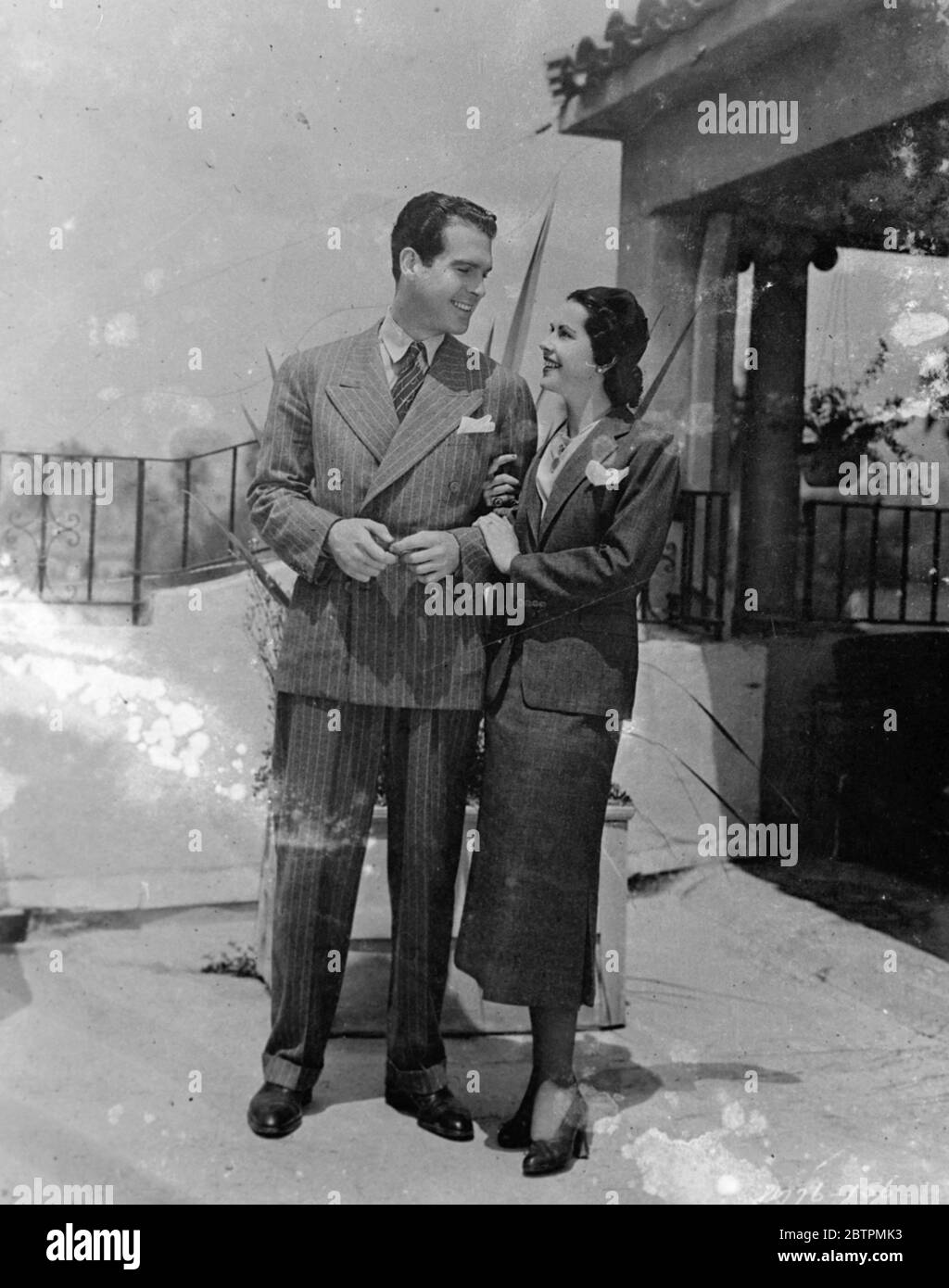 After The Elopement . The day after he had finish making a film called  The Texas Rangers  in Hollywood , Fred MacMurray , the film actor , eloped to Nevada with the girl who stood by him in his early struggles . Photo shows : Fred MacMurray and his bride Lillian Lamont after their elopment . 18 Aug 1936 Stock Photo