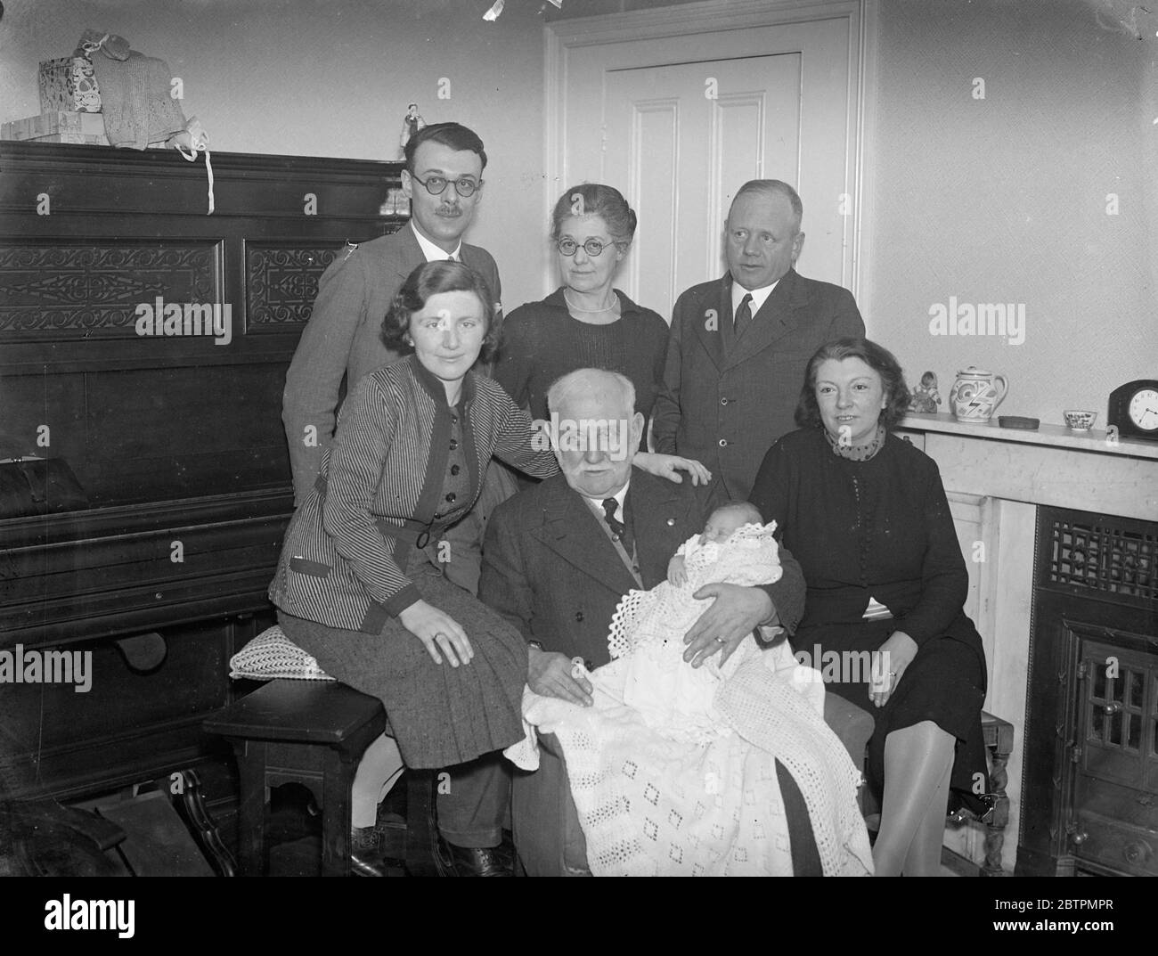 Four generations . ' Uncle ' George Lansbury is now a great grandfather . Mr George Lansbury , M P , is now a great grandfather . His first great grandchild is William Nigel George Lansbury Whiskin , infant son of Mr and Mrs Peter Whiskin , infant son of Mr and Mrs Peter Whiskin of Watford . The mother of the baby is the daughter of Mr William Lansbury , eldest son of Mr George Lansbury . Photo shows , left to right ( back row ) , Mr Peter Whiskin ( father of the baby ) , Mrs Percy Whiskin ( grandmother ) , Mr William William Lansbury ( grandfather ) . Front row , Mrs Peter Whiskin , Mr George Stock Photo