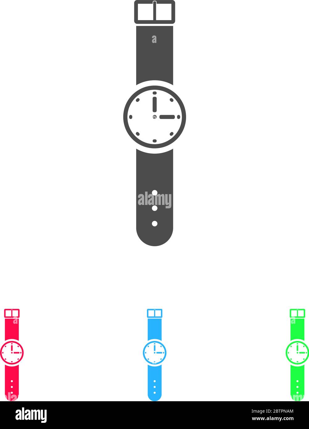 Wristwatch icon flat. Color pictogram on white background. Vector ...
