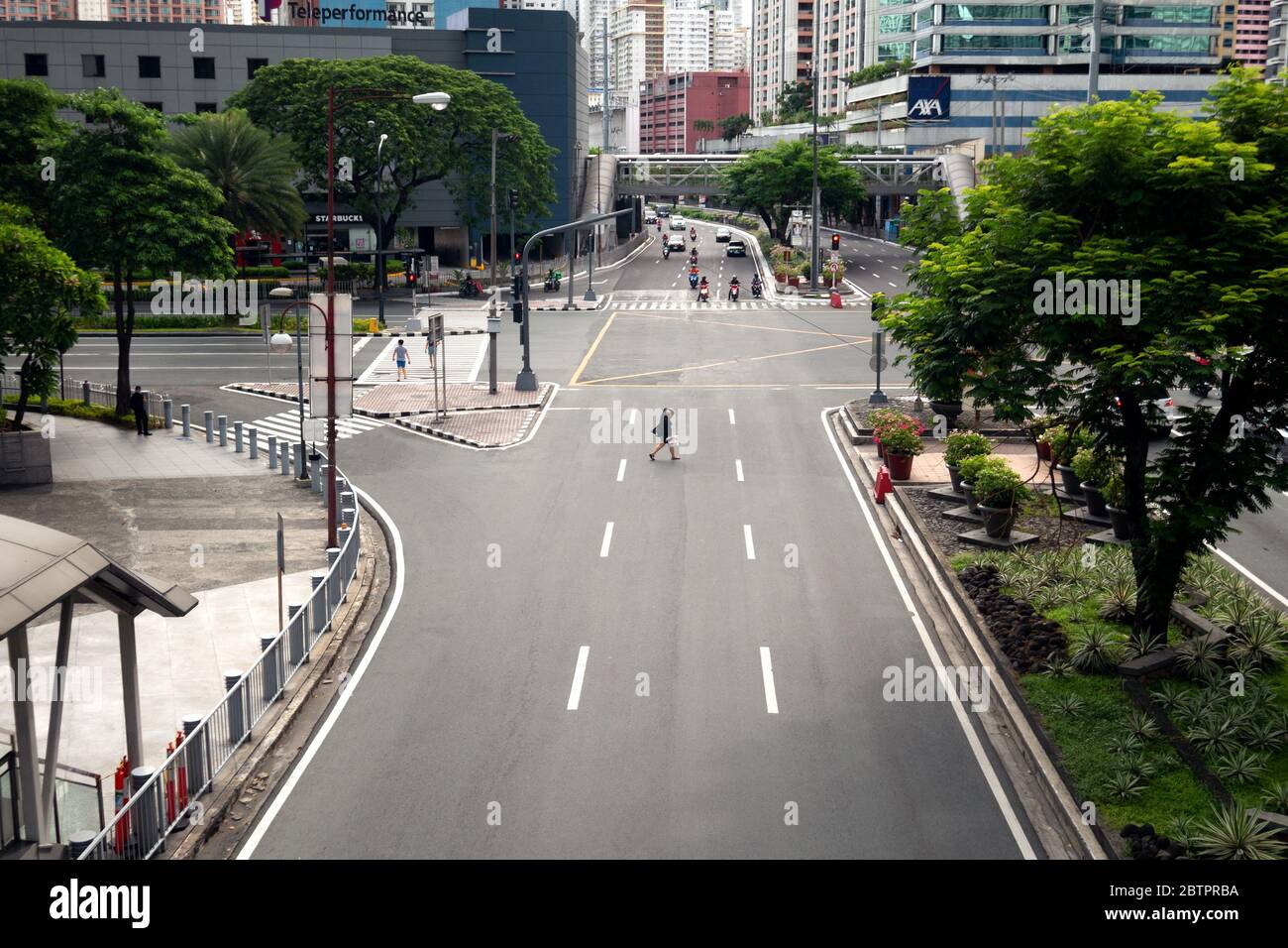 Makati, Manila, Philippines - May, 26, 2020: Empty Ayala Gil Puyat avenue during coronavirus covid quarantine ECQ Stock Photo