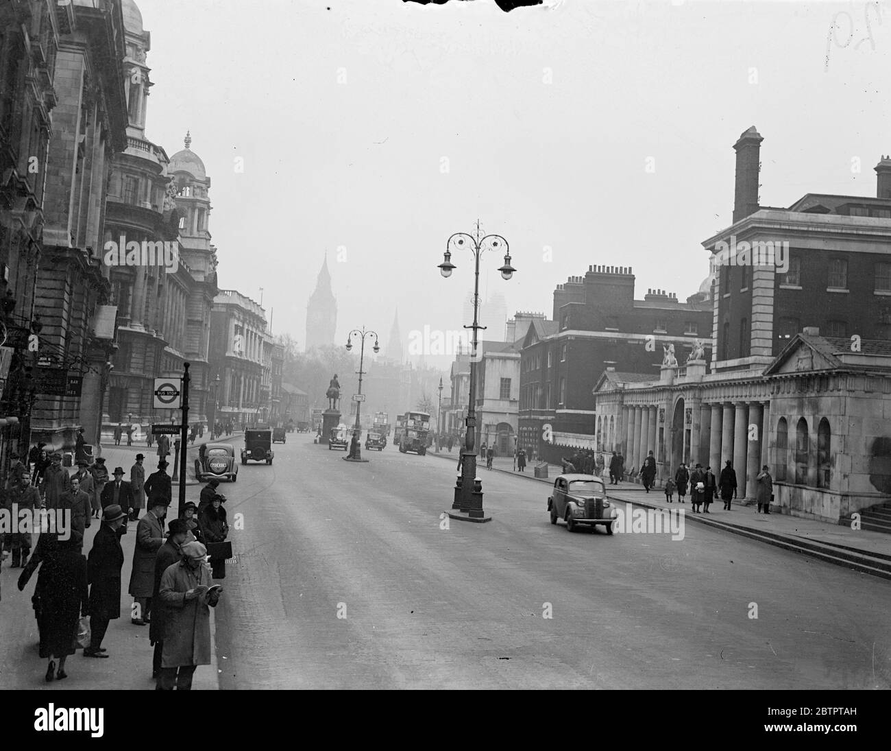 Street view of Whitehall, London. 5 February 1939 Stock Photo