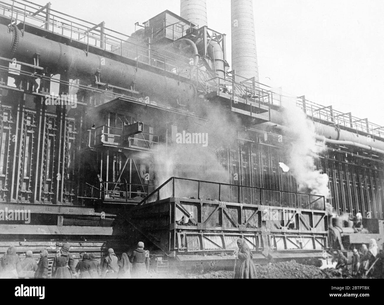 Soviet blast furnaces. A general view of the gigantic blast furnaces