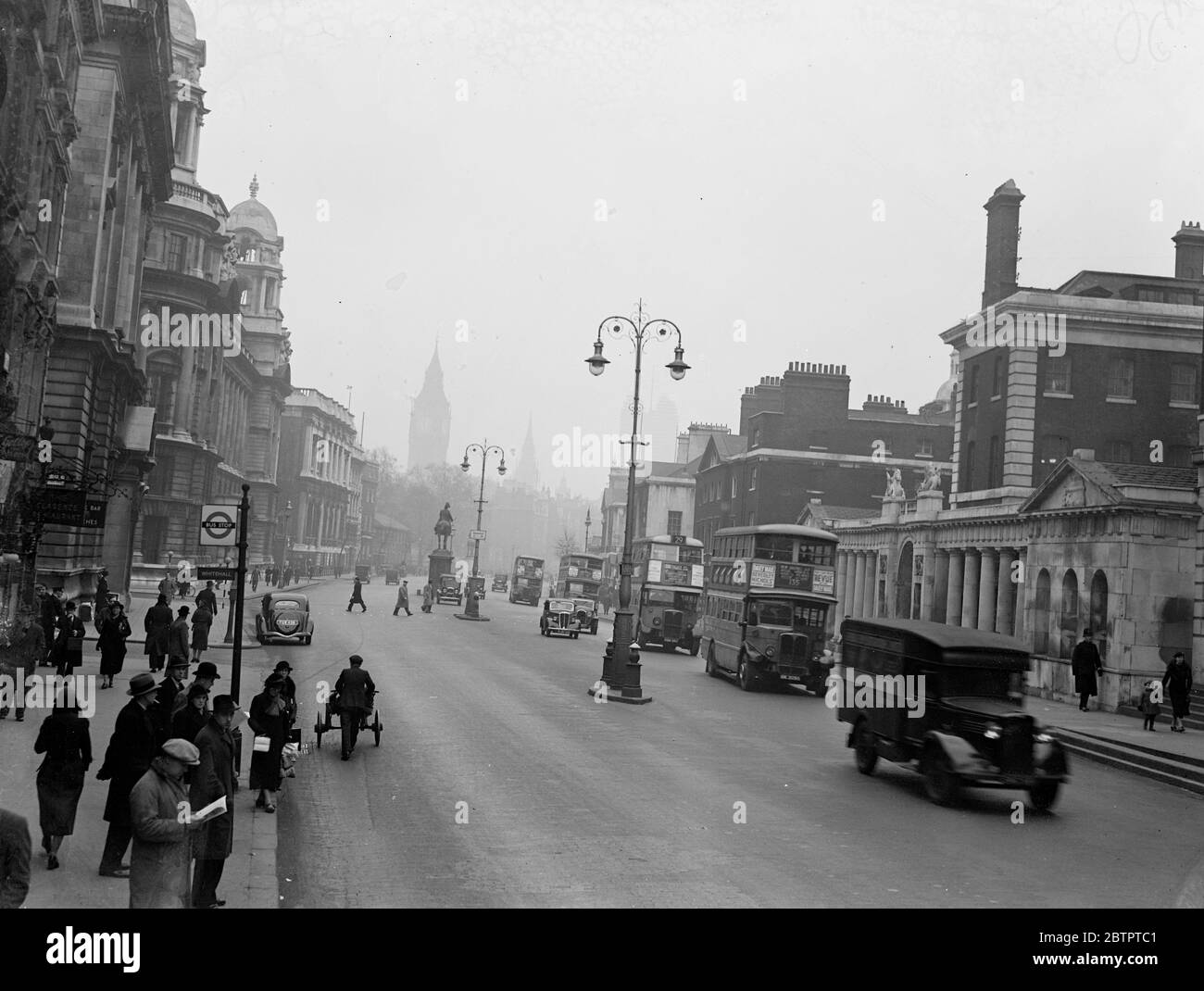 Street view of Whitehall, London. 5 February 1939 Stock Photo