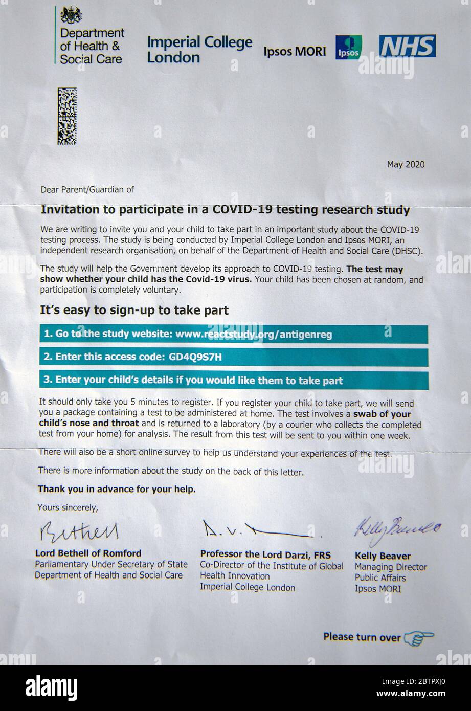 Covid-19 Research Request Letter Stock Photo
