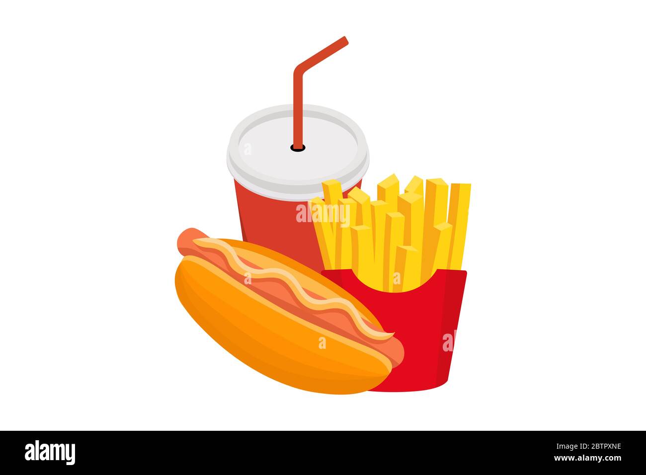 Fast food. Сartoon vector food icons isolated on white background. Stock Vector