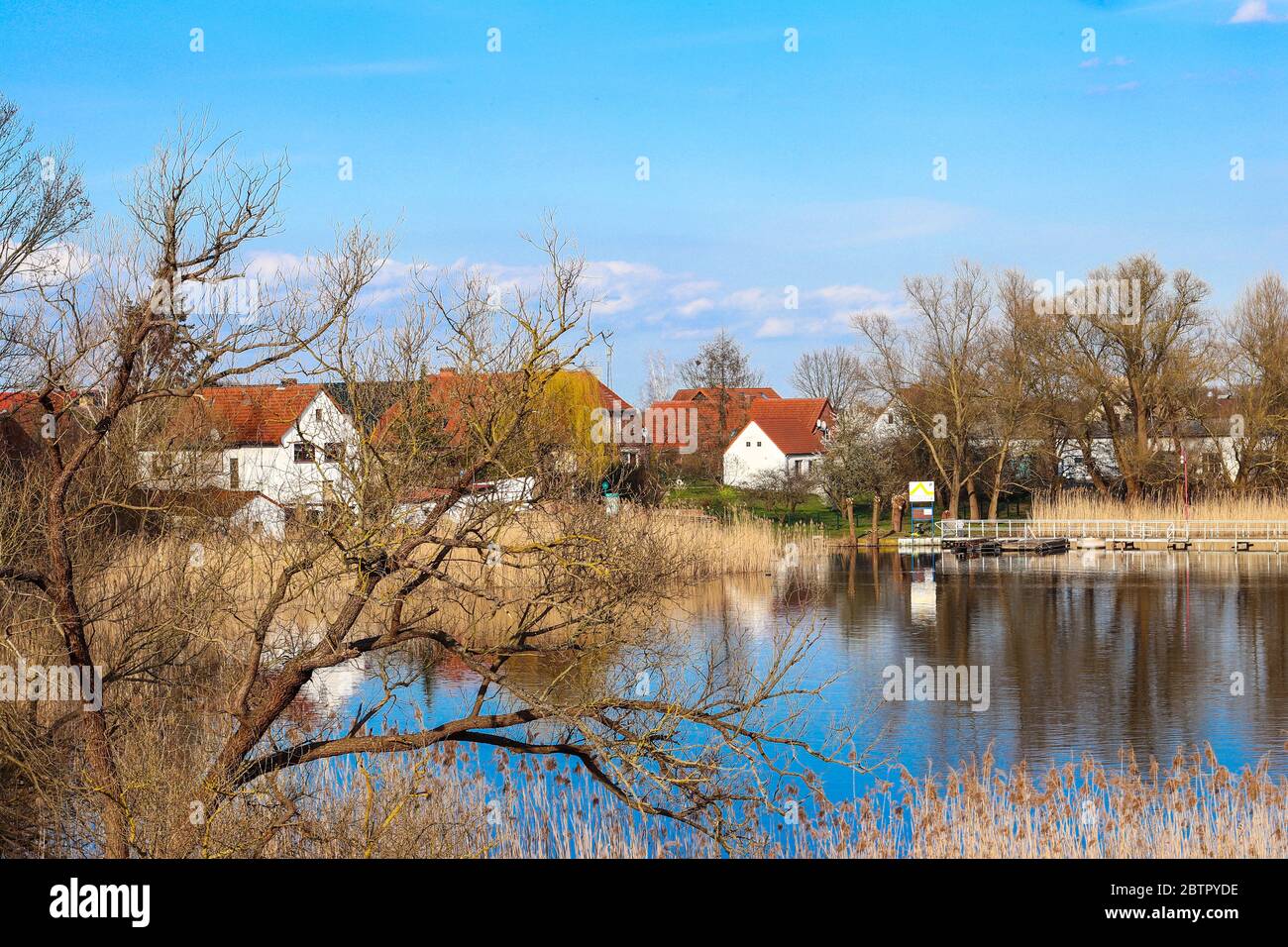 Houses at the lake in Brandenburg Germany Stock Photo