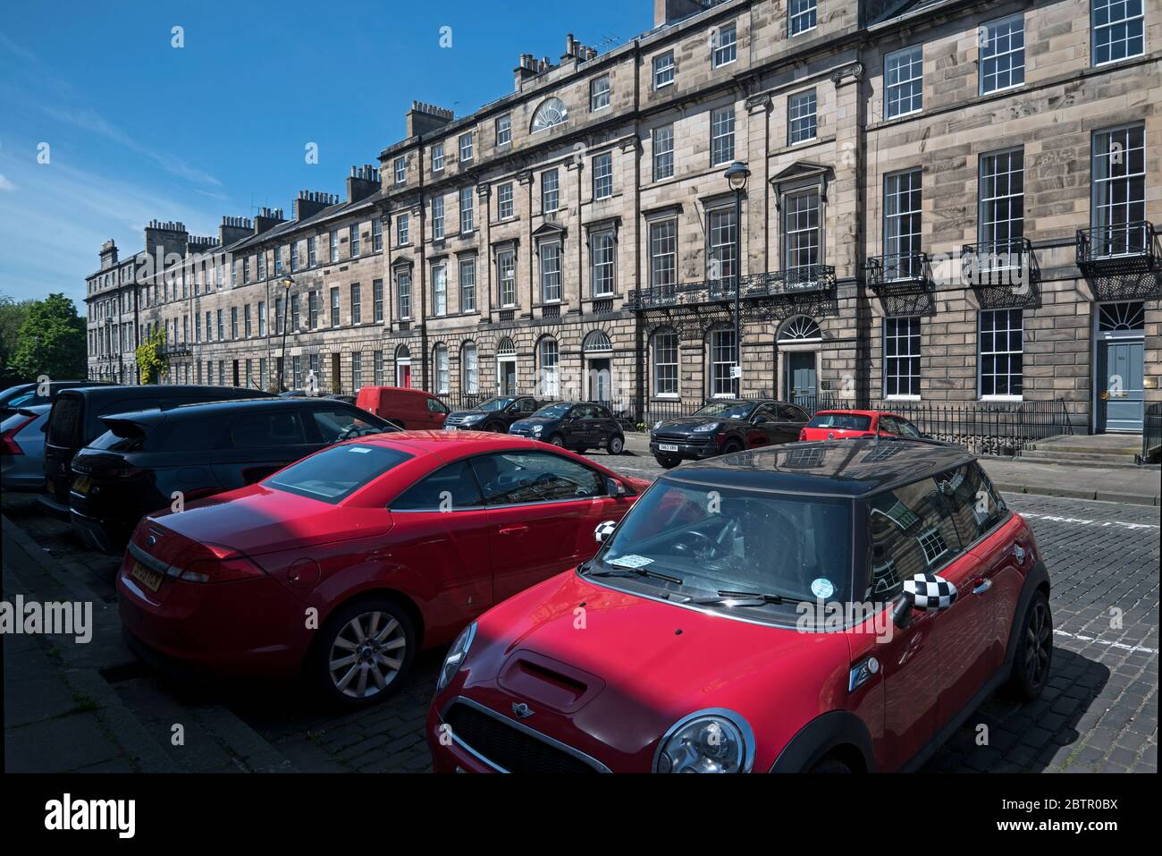 Cars parked on Great King Street in Edinburgh's New Town Stock