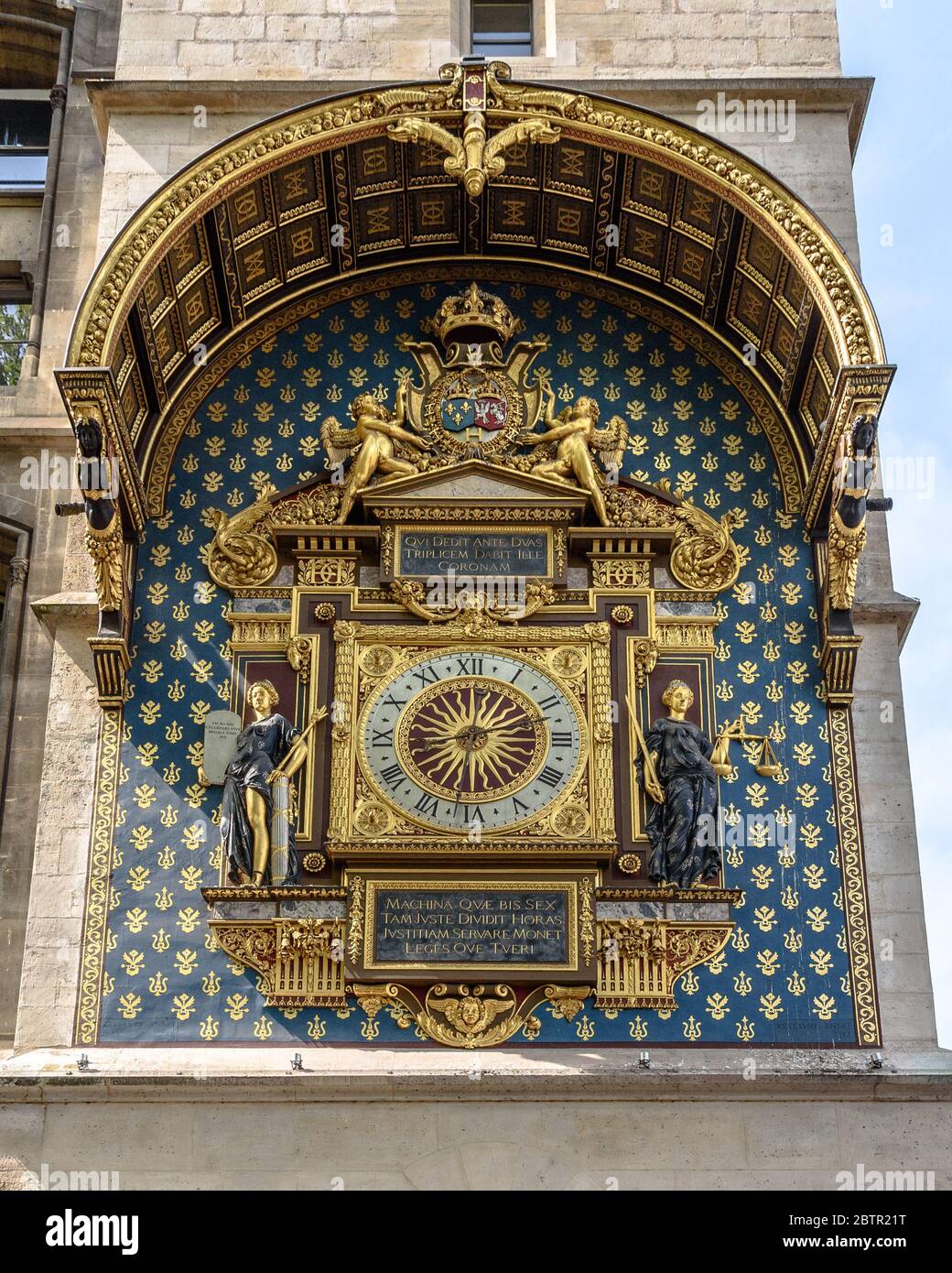 The clock on the Tour de l'Horloge of the Palais de la Cité in Paris, France Stock Photo