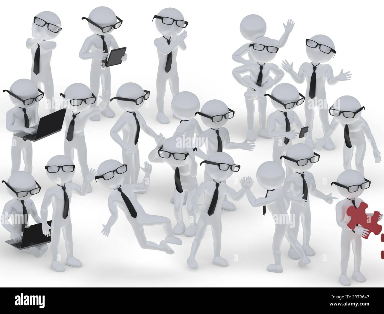 Red Stickman Stands Out Masses Stock Illustration 307592897