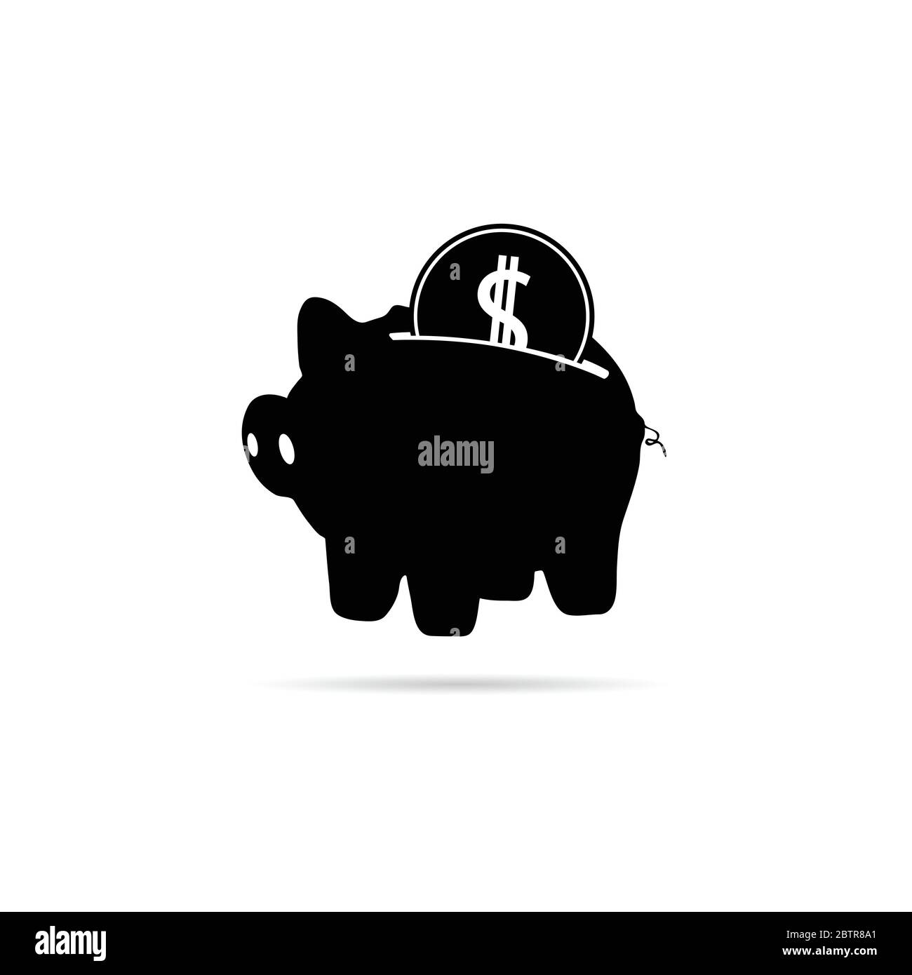 piggy bank with coin black vector Stock Vector Image & Art - Alamy