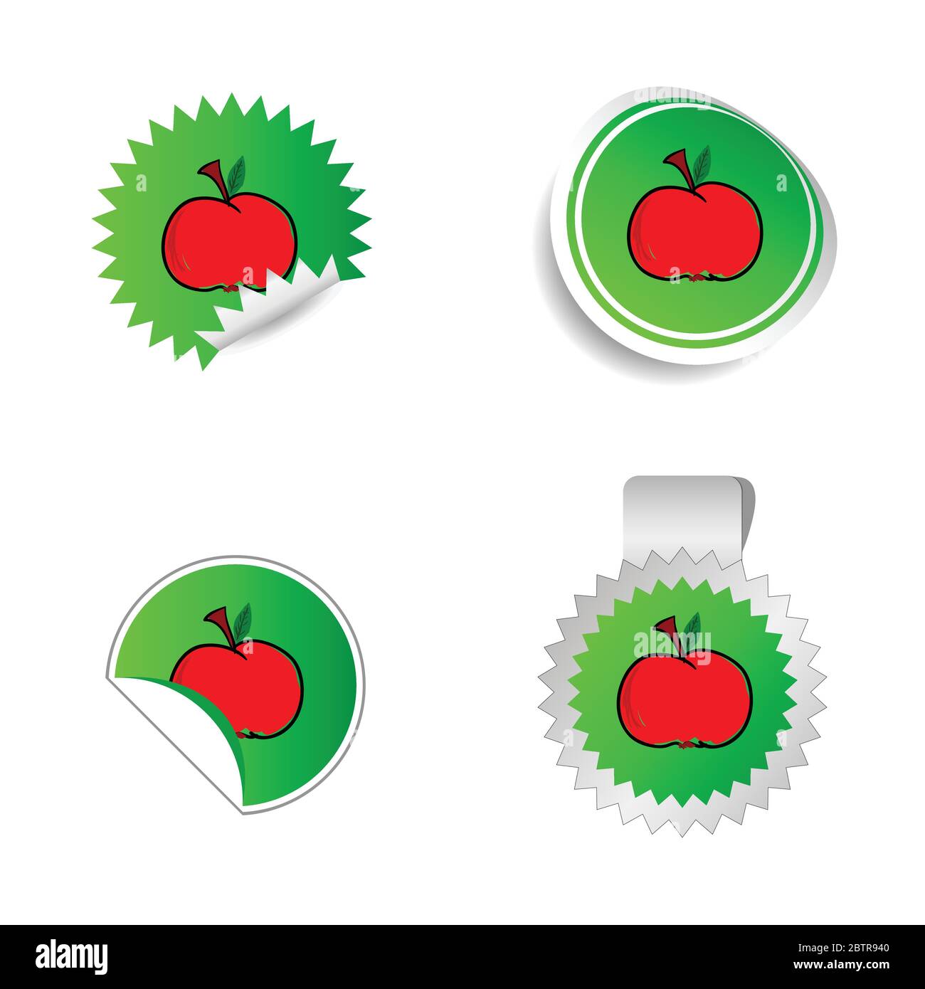 sticker green color with red apple vector Stock Vector