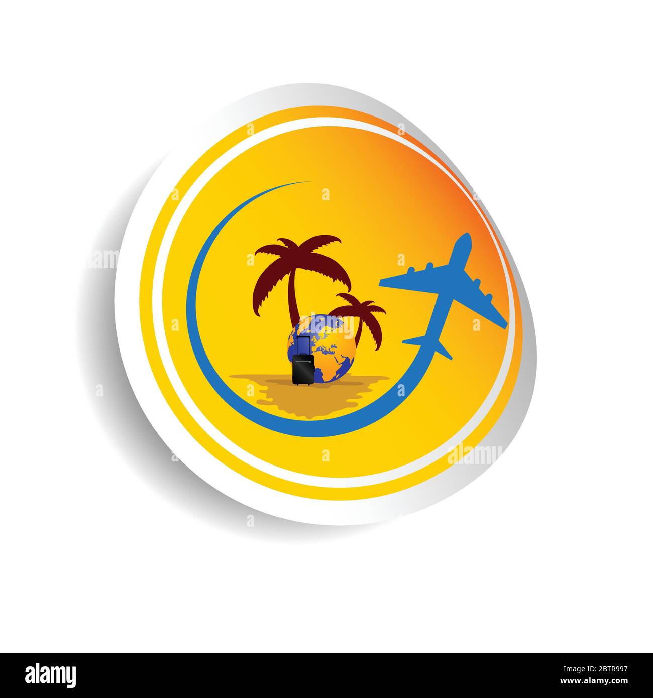 sticker travel with airplane color vector illustration Stock Vector ...