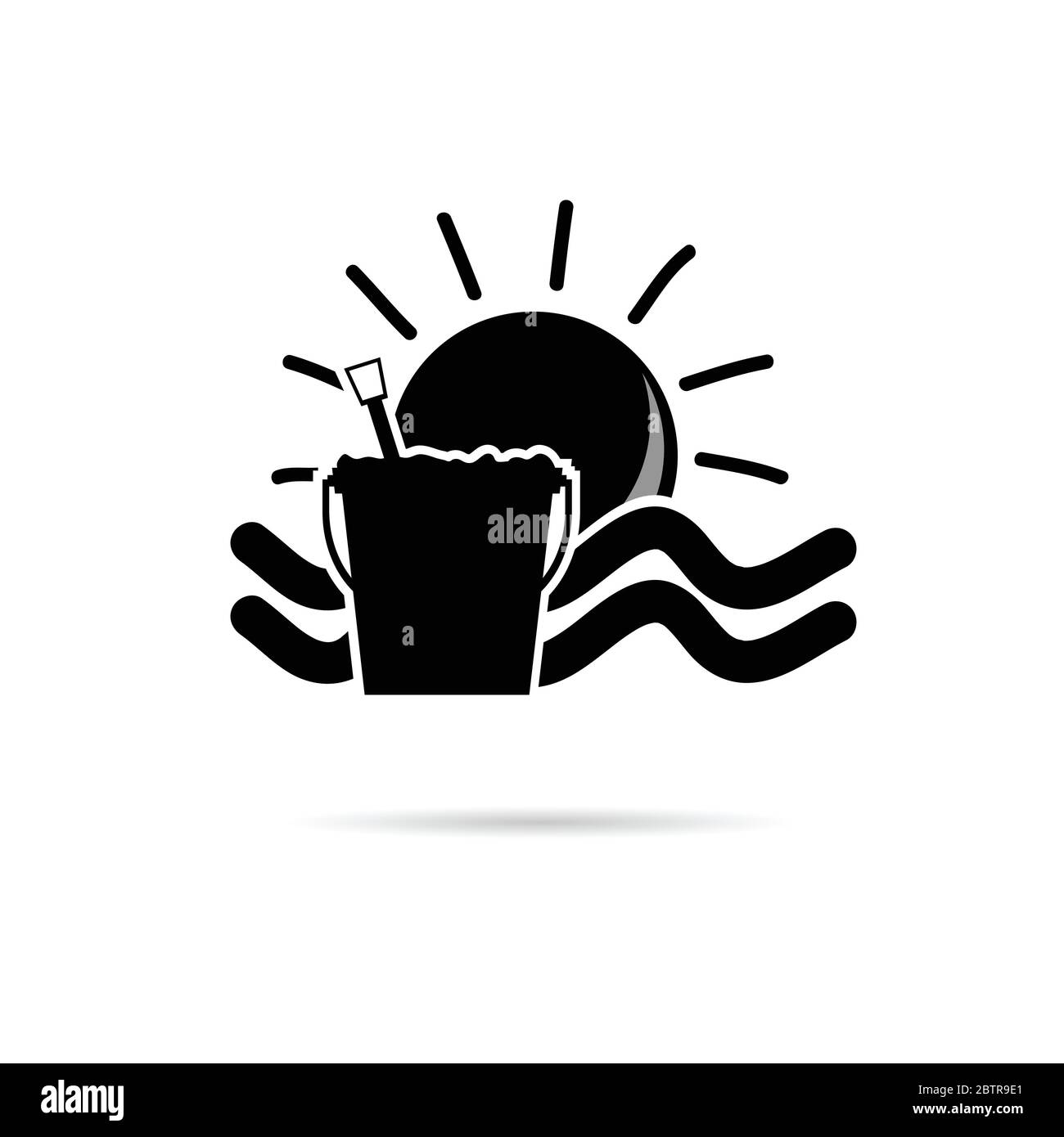 sun icon with beach basket black vector illustration Stock Vector