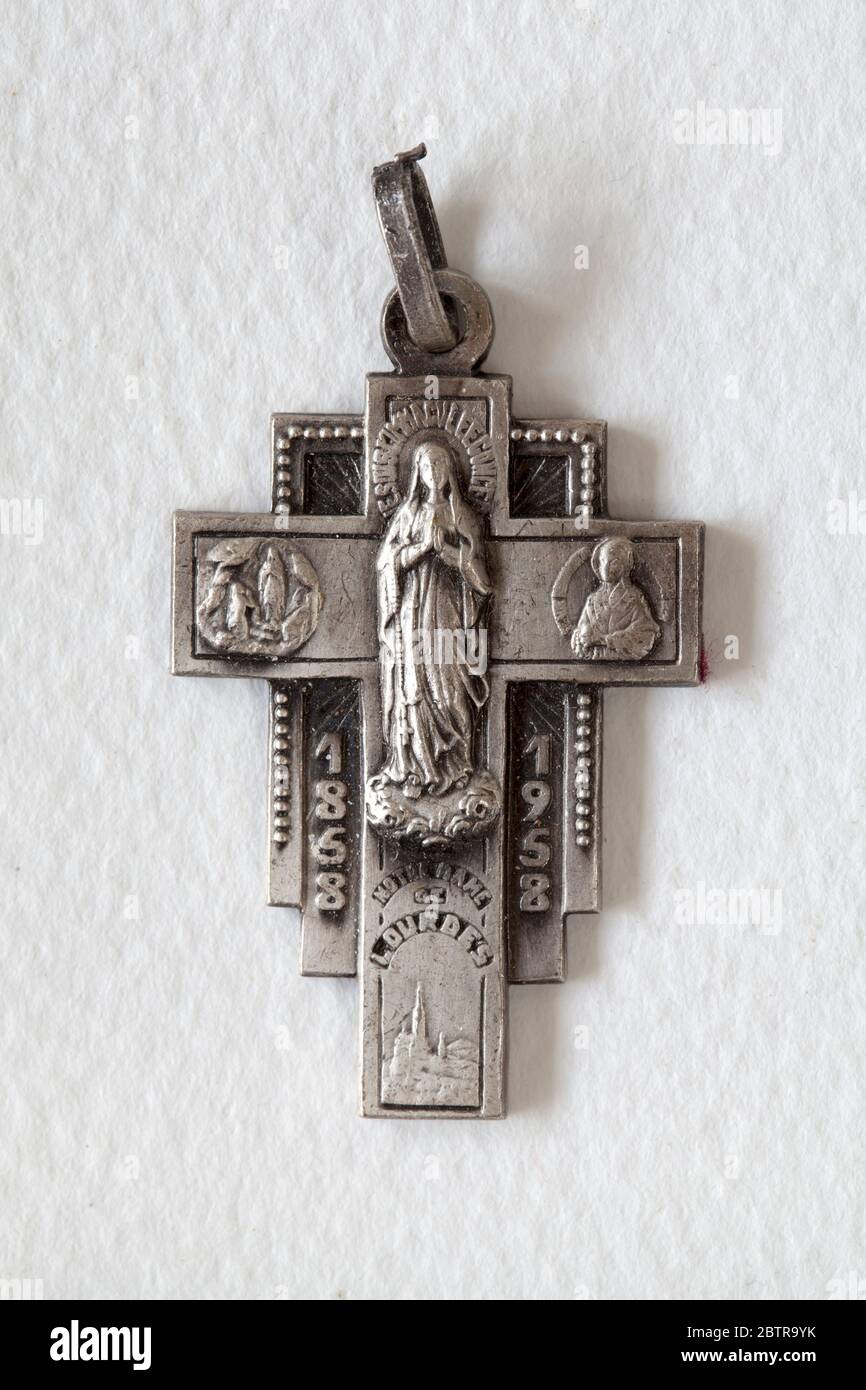 Lourdes Centenary Crucifix Figure Pendant Stock Photo