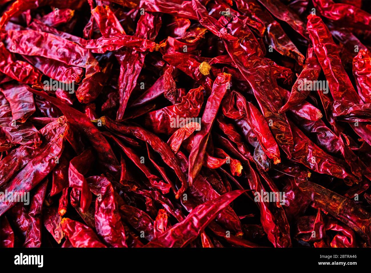 Red spicy chili peppers Stock Photo