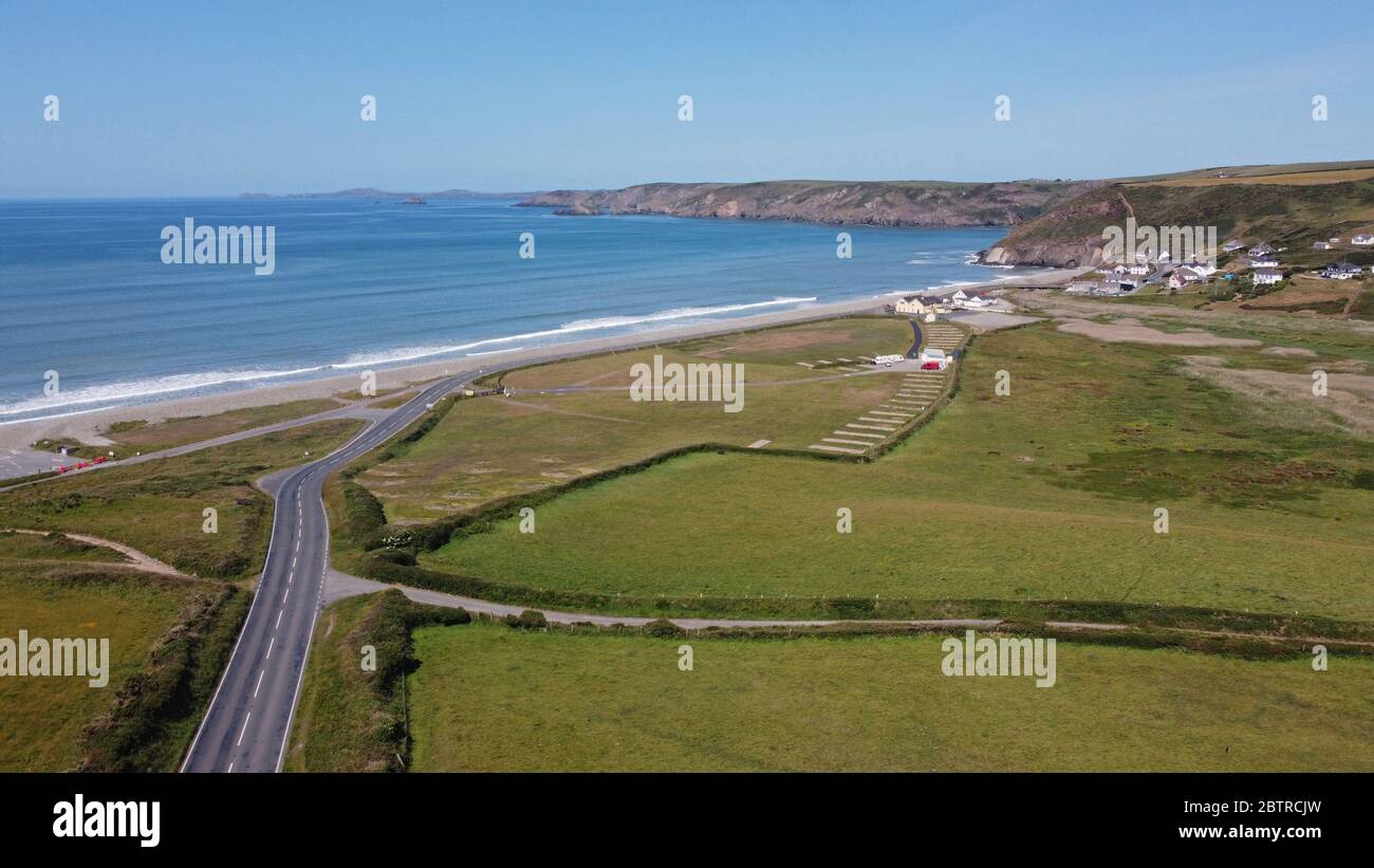 Aerial view of Newgale beach, Pembrokeshire Wales UK Stock Photo - Alamy